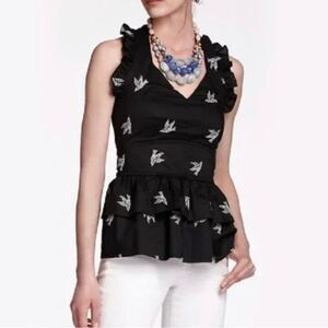 Anthropologie sz 4 Girls from Savoy Embroidered Bird Smocked Halter Top Tie